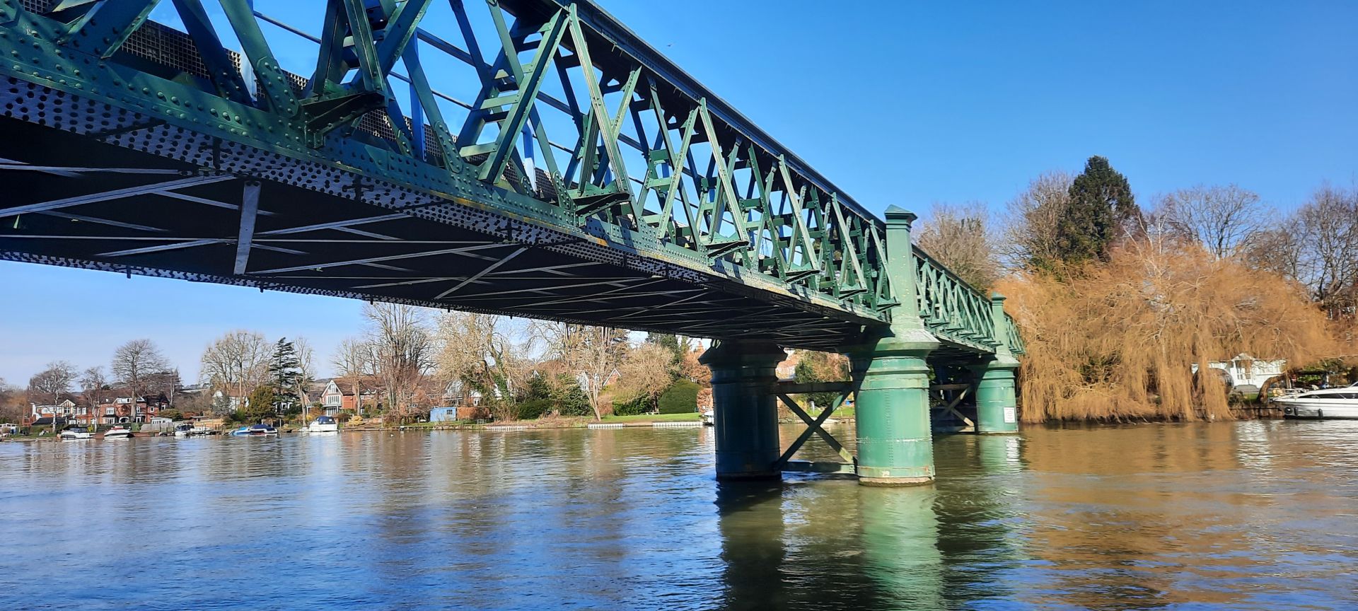 Steel bridge over river